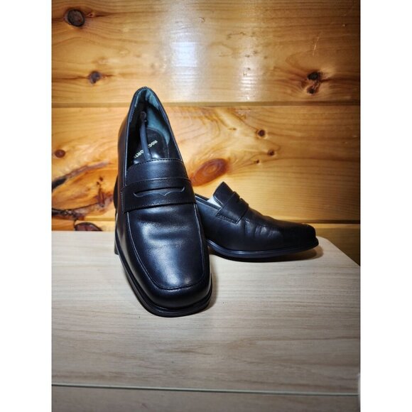 Rockport Women's Comfort by DMX Blue/Black Leather Loafers -Size 7.5W Block Heel - Picture 2 of 9